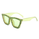 HS2006-1 - Women Rhinestone Square Diamonds Cat Eye Fashion Wholesale Sunglasses