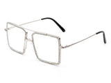 HBJ2008 - Square Oversize Anti Blue Light Rhinestone Fashion Glasses