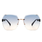 HW2016 - Oversize Square Geometric Rimless Tinted Fashion Sunglasses