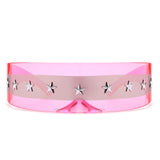 HW1007-1 - Futuristic Shield Star Design Rimless Translucent Monolens Sunglasses