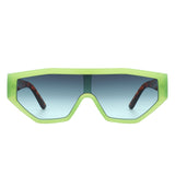 HS1136 - Geometric Square Oversize Futuristic Fashion Sunglasses