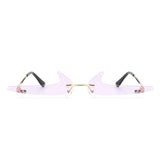 HW2012 - Rimless Decorative Narrow Tinted Checkmark Shape Slim Glasses
