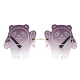 HK1022 - Kids Rimless Panda Shape Tinted Colored Children Sunglasses