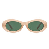 HS1075 - Oval Retro Narrow Small 90s Round Vintage Sunglasses