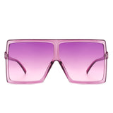 HS1096-3 - Oversize Flat Top Square Tinted Women Fashion Sunglasses