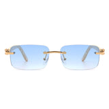 HW3011 - Rimless Rectangle Retro Tinted Fashion Square Vintage Sunglasses