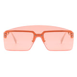 J2027 - Futuristic Retro Rimless Curved Brow-Bar Square Tinted Fashion Sunglasses