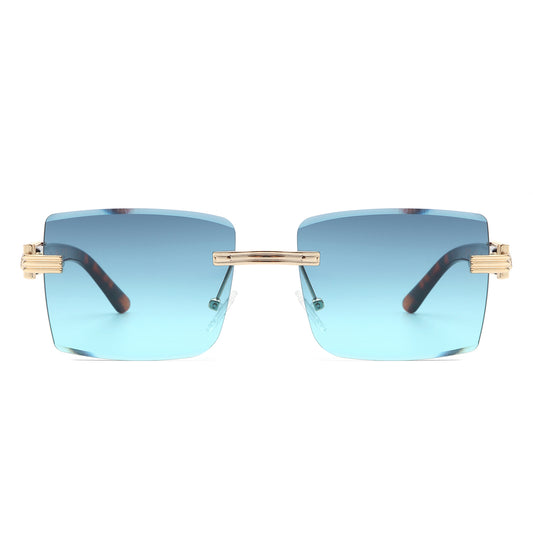 HW2047 - Rimless Square Retro Tinted Fashion Wholesale Sunglasses