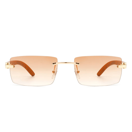 HW2028 - Rectangle Rimless Retro Frameless Fashion Tinted Sunglasses