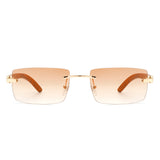 HW2028 - Rectangle Rimless Retro Frameless Fashion Tinted Sunglasses