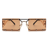 HJ3008 - Retro Rectangle Flat Top Modern Tinted Fashion Sunglasses