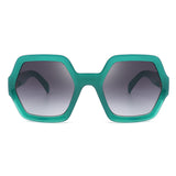 S1168 - Women Square Oversize Geometric Hexagonal Fashion Sunglasses