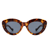 S1207 - Women Oval Fashion Round Cat Eye Sunglasses