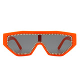 HS1136-1 - Geometric Oversize Glitter Square Fashion Women Sunglasses
