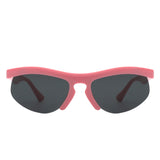 HS1184 - Rectangle Half Frame Sport Square Wholesale Sunglasses