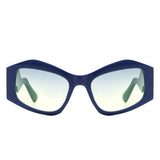 HS1210 - Square Oversize Irregular Wavy Temple Design Fashion Wholesale Sunglasses