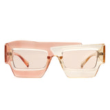 S2124 - Square Futuristic Flat Top Irregular Two-Tone Fashion Wholesale Sunglasses