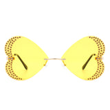 HW2030 - Rimless Butterfly Heart Shape Tinted Fashion Women Sunglasses