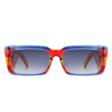 HS1219 - Rectangle Flat Top Retro Tinted Chunky Square Wholesale Sunglasses