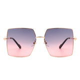 HJ2030 - Square Oversize Flat Top Tinted Women Fashion Sunglasses