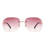 HW2033 - Classic Rimless Chic Square Tinted Fashion Women Sunglasses
