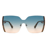 HS2060 - Square Oversize Half Frame Tinted Retro Fashion Women Sunglasses
