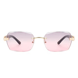 HW2020 - Rectangle Retro Rimless Tinted Fashion Square Wholesale Sunglasses