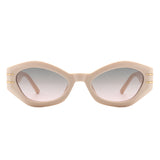 S2116 - Geometric Oval Slim Fashion Round Cat Eye Sunglasses