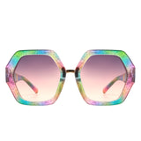 HS2124 - Women Geometric Fashion Square Hexagonal Oversize Wholesale Sunglasses