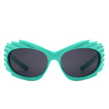 HS2136 - Rectangle Wrap Around Sport Oval Spike Fashion Wholesale Sunglasses