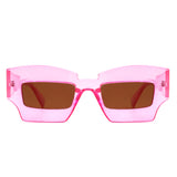 HS1140 - Futuristic Square Chunky Narrow Irregular Tinted Fashion Sunglasses