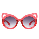 HK2031 - Girls Round Shaped Devil-Cat Ear Toddler Kids Wholesale Sunglasses
