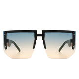 HW3020 - Square Oversize Flat Top Chunky Half Frame Sunglasses