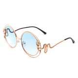 J3015 - Women Oversize Double Wire Curled Round Wholesale Sunglasses