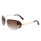 HJ2047 - Retro Rimless Oval Tinted Fashion Round Wholesale Sunglasses