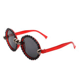 HS1170 - Round Retro Gothic Rhinestone Skull Punk Party Wholesale Sunglasses