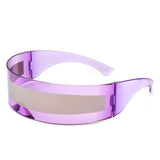 HW1007 - Wraparound Futuristic Shield Rimless Translucent Cyclops Sunglasses