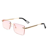 J2032 - Rectangle Rimless Retro Tinted Fashion Flat top Wholesale Sunglasses