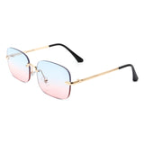 J2020-1 - Rimless Square Retro Tinted Rectangle Fashion Sunglasses