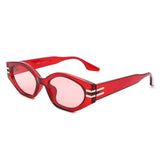 S1174 - Oval Slim Retro Narrow Vintage Cat Eye Fashion Sunglasses