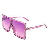HS1096-3 - Oversize Flat Top Square Tinted Women Fashion Sunglasses