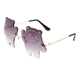 HK1022 - Kids Rimless Panda Shape Tinted Colored Children Sunglasses