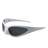 HS1172 - Rectangle Retro Wraparound Irregular Oval Fashion Sunglasses