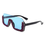 HS3008 - Square Half Frame Retro Oversize Fashion Sunglasses