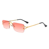 HW3012 - Rimless Retro Rectangle Flat Top Tinted Vintage Fashion Sunglasses