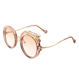 J3011 - Women Circle Oversize Fashion Round Leopard Design Sunglasses