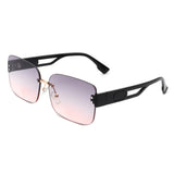 HW2015 - Rectangle Classic Rimless Square Retro Tinted Fashion Sunglasses