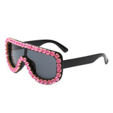 HS2042 - Women Oversize Rhinestone Diamonds Aviator Fashion Sunglasses