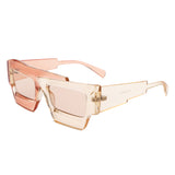 S2124 - Square Futuristic Flat Top Irregular Two-Tone Fashion Wholesale Sunglasses