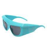 S1215 - Square Chunky Wrap Around Tinted Oversize Fashion Sunglasses